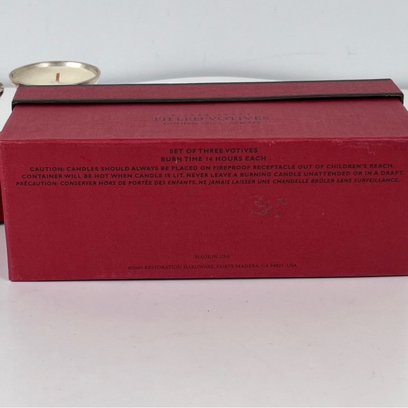 NWOT 2005 Restoration Hardware Votive Candle Set of 3 Silver Plate Holiday Spice - Picture 11 of 11